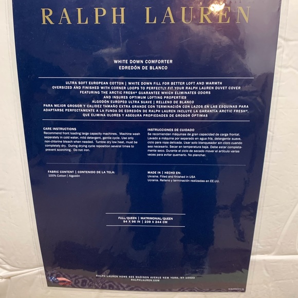 NIB Ralph Lauren ultimate down comforter queen sz - Picture 6 of 6